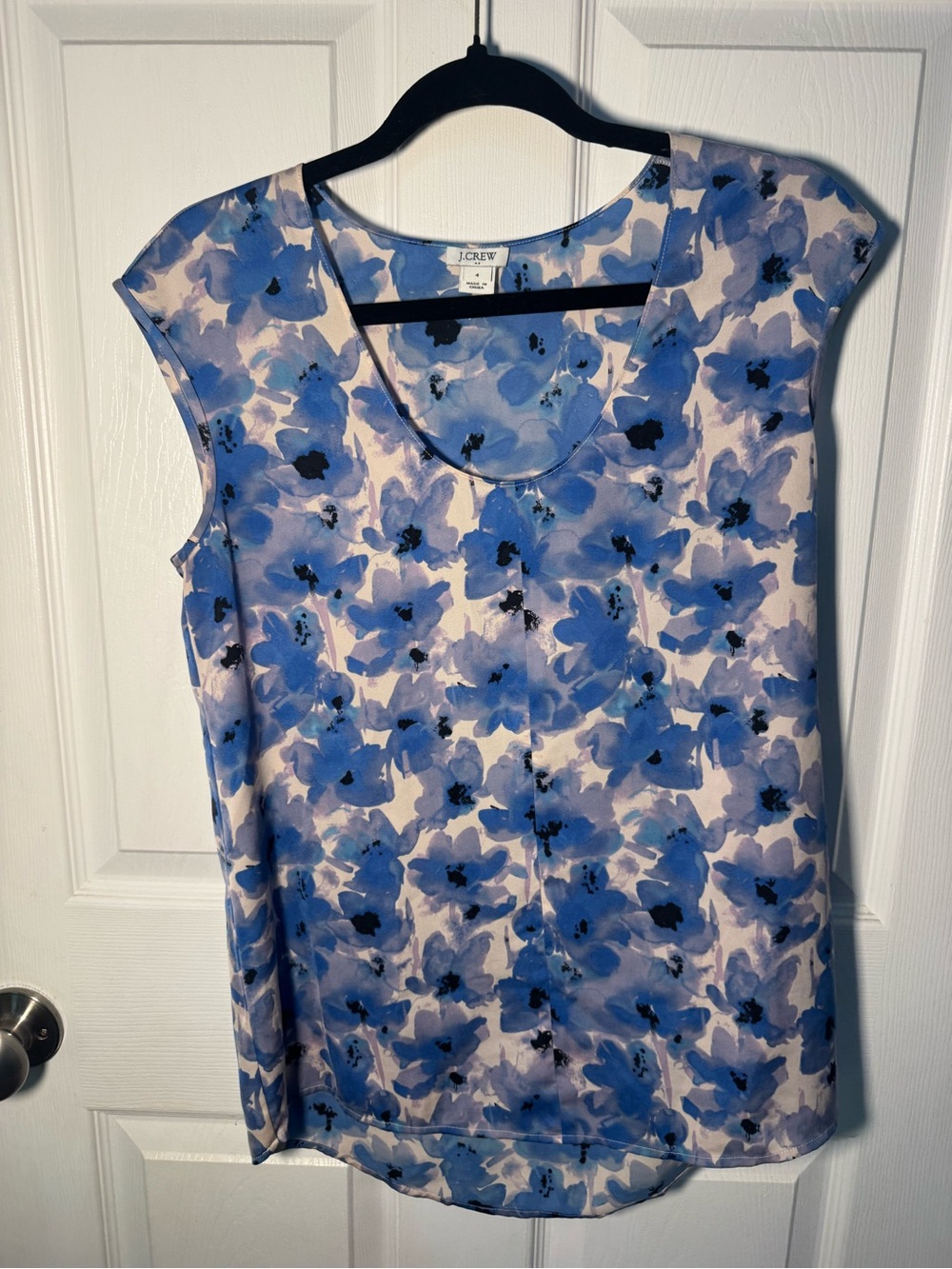 J. Crew Blue and White Floral Scoop Neck Camisole